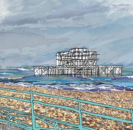 Emmeline Simpson Brighton West Pier A4 Print