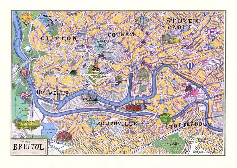 emmeline simpson Bristol Map A3 Print