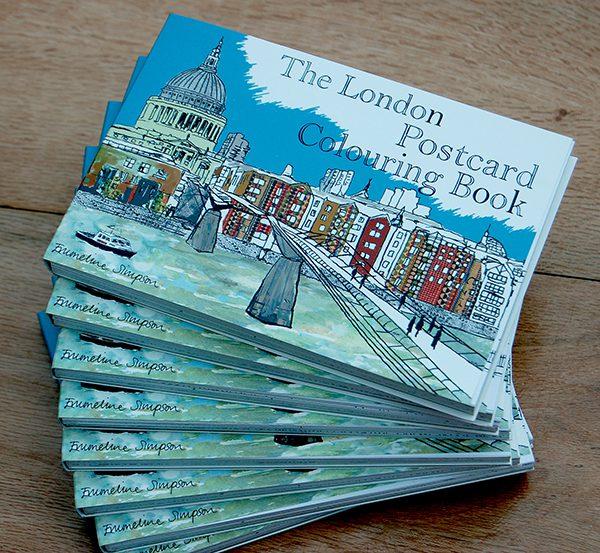 Emmeline Simpson London Postcard Colouring Book