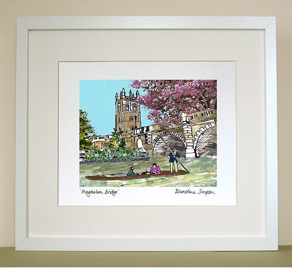 emmeline simpson Magdalen Bridge Oxford Print