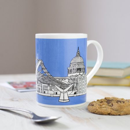 Emmeline Simpson Millennium Bridge London Mug Blue
