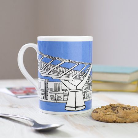 emmeline simpson Millennium Bridge London Mug Blue