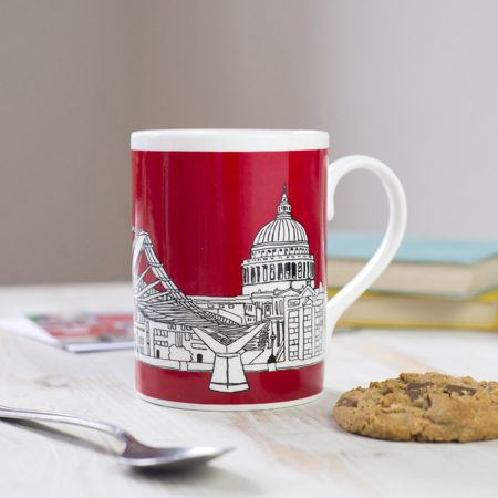 Emmeline Simpson Millennium Bridge London Mug Red