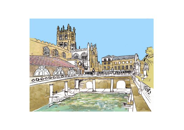 Emmeline Simpson Roman Baths Print
