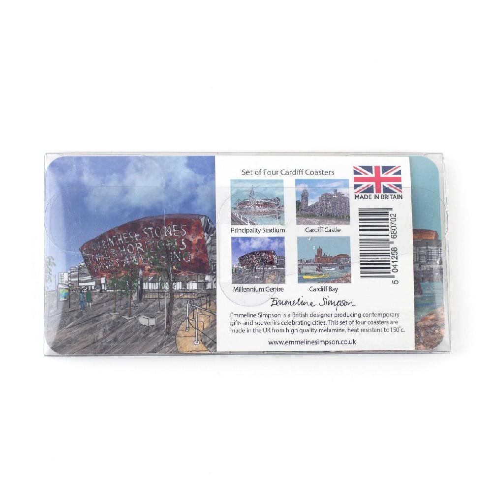 Emmeline Simpson Set Of Four Cardiff Coasters