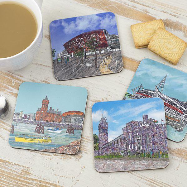 emmeline simpson Set of Four Cardiff Coasters