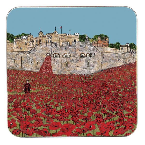 Emmeline Simpson Tower Of London Poppies Coaster