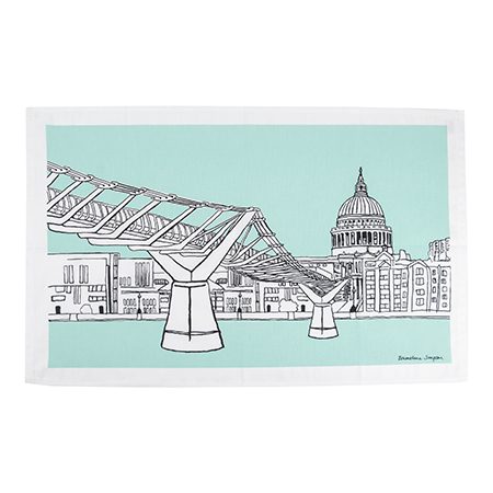 Emmeline Simpson London Tea Towel Millennium Bridge Aqua
