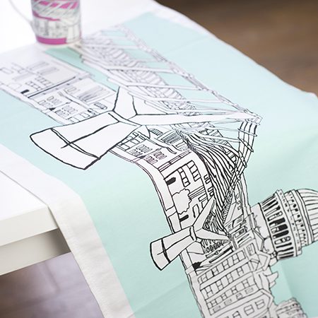 Emmeline Simpson London Tea Towel Millennium Bridge Aqua
