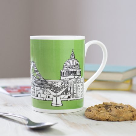 Emmeline Simpson Millennium Bridge London Mug Green