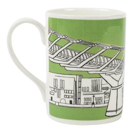Emmeline Simpson Millennium Bridge London Mug Green