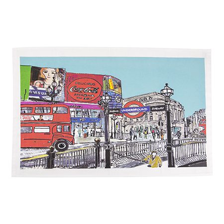 Emmeline Simpson Piccadilly Circus London Tea Towel