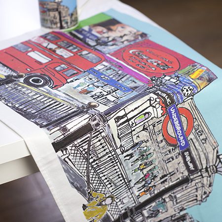 Emmeline Simpson Piccadilly Circus London Tea Towel