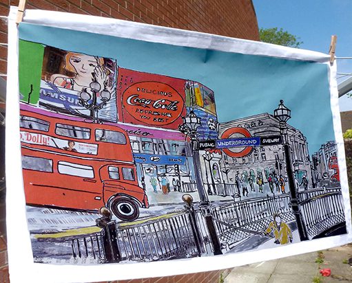 emmeline simpson Piccadilly Circus London Tea Towel