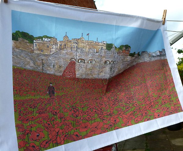 emmeline simpson Poppies at the Tower of London Tea Towel