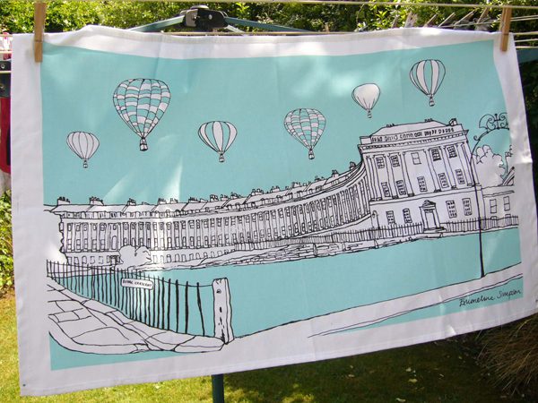 Emmeline Simpson Royal Crescent Bath Tea Towel Aqua