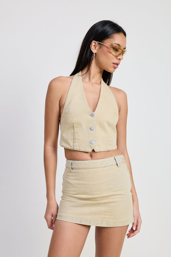 Emory Park Della Denim Halter Neck Top