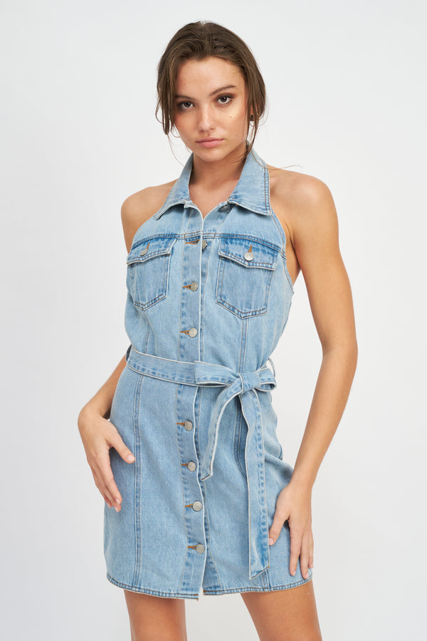 emory park Helena Mini Denim Dress