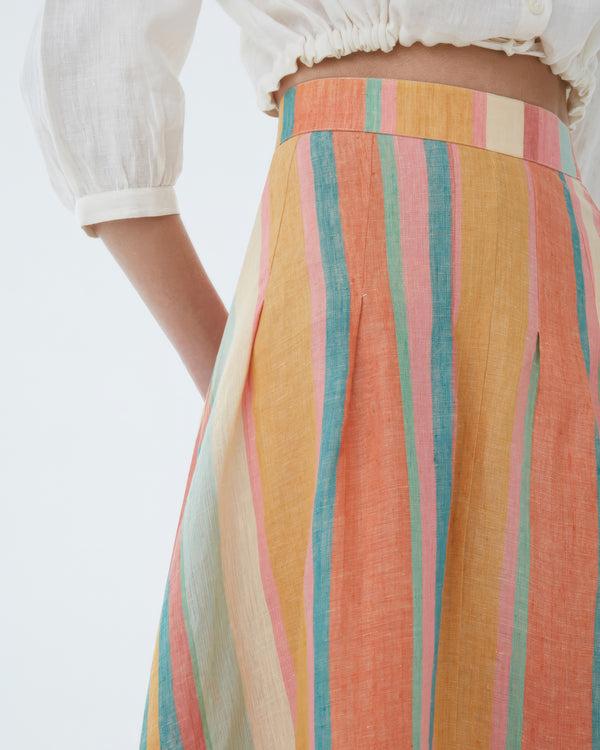 Emporio Sirenuse Amelianna Skirt In Rainbow Stripes