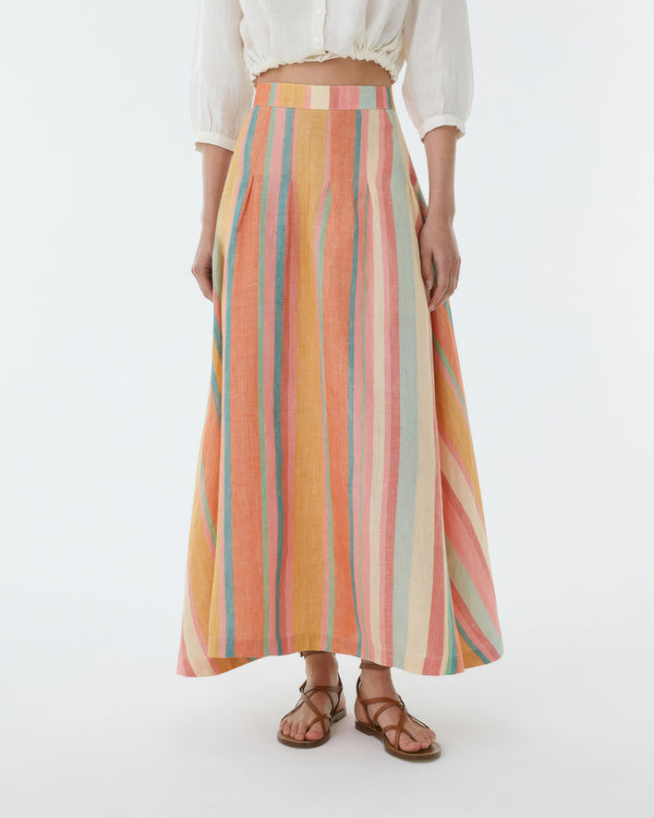 Emporio Sirenuse Amelianna Skirt In Rainbow Stripes