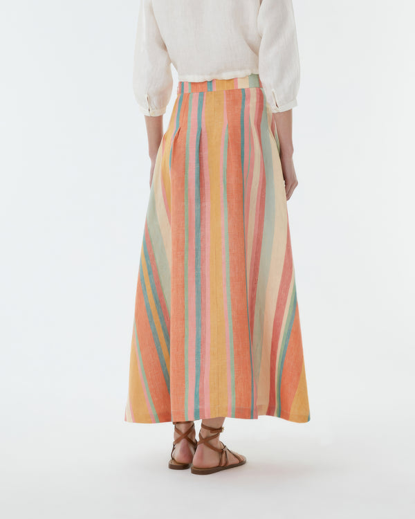 Emporio Sirenuse Amelianna Skirt In Rainbow Stripes