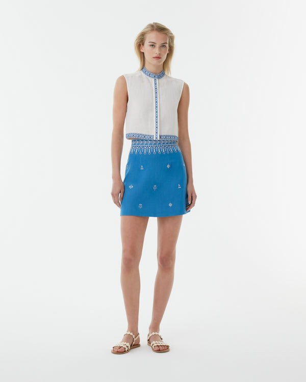 Emporio Sirenuse Andorra Top With Astragal Embroidery