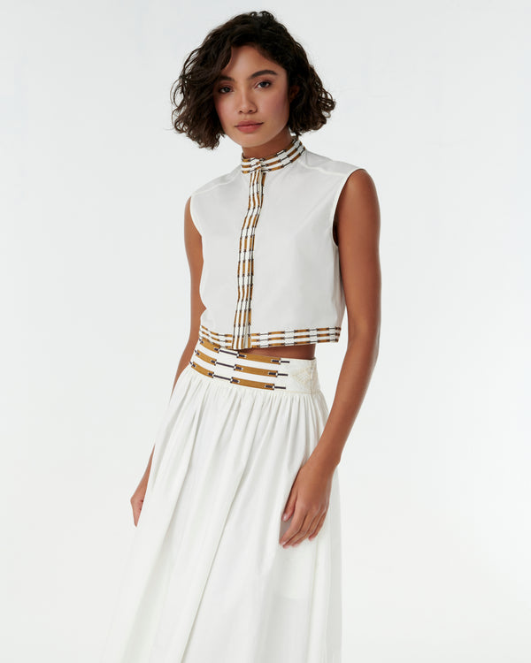 emporio sirenuse Andorra Top with Greek Rooster Embroidery