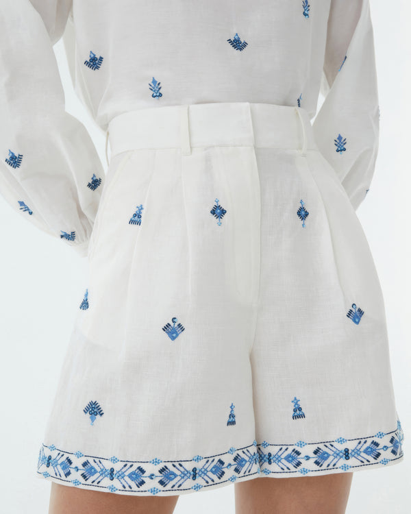 Emporio Sirenuse Beatrice Shorts With Astragal Embroidery