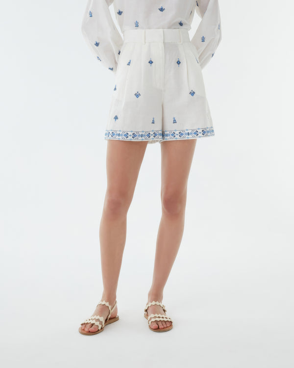 Emporio Sirenuse Beatrice Shorts With Astragal Embroidery