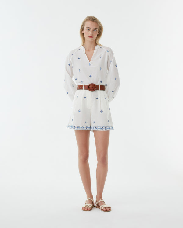 emporio sirenuse Beatrice Shorts With Astragal Embroidery