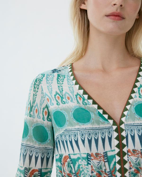 Emporio Sirenuse Bella Dress In Tribal Botanic Print