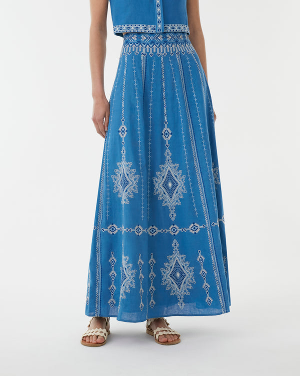 Emporio Sirenuse Camille Skirt With Astragal Embroidery