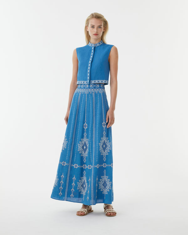 emporio sirenuse Camille Skirt With Astragal Embroidery