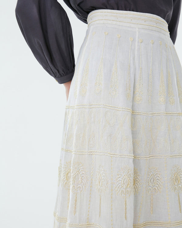 Emporio Sirenuse Camille Skirt With Greek Rooster Embroidery