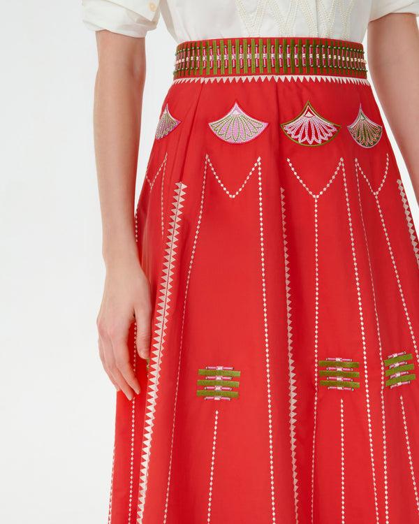 Emporio Sirenuse Camille Skirt With Japanese Peacock Embroidery