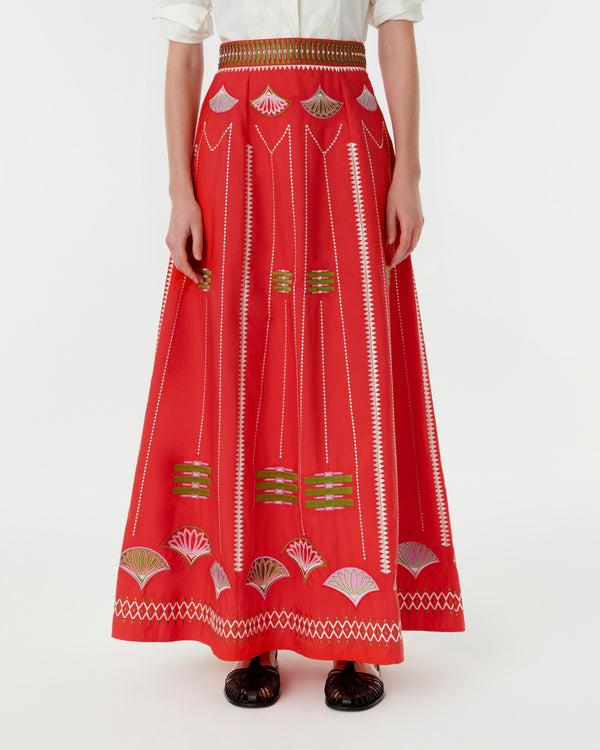 Emporio Sirenuse Camille Skirt With Japanese Peacock Embroidery