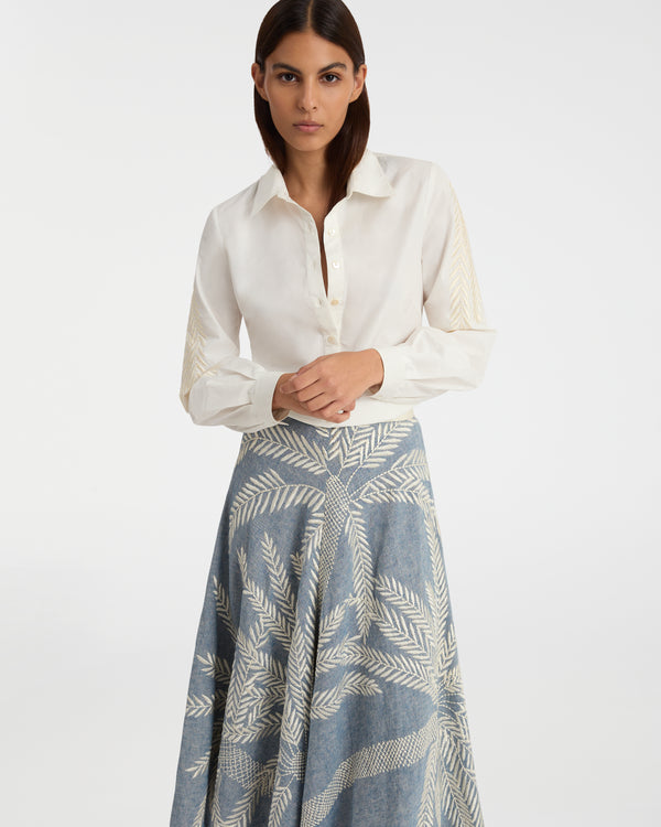 emporio sirenuse Carolina Shirt with Palm Embroidery