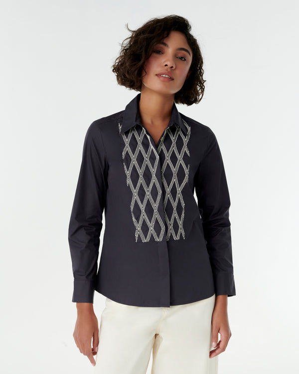 emporio sirenuse Cassandra Shirt with Greek Rooster Embroidery