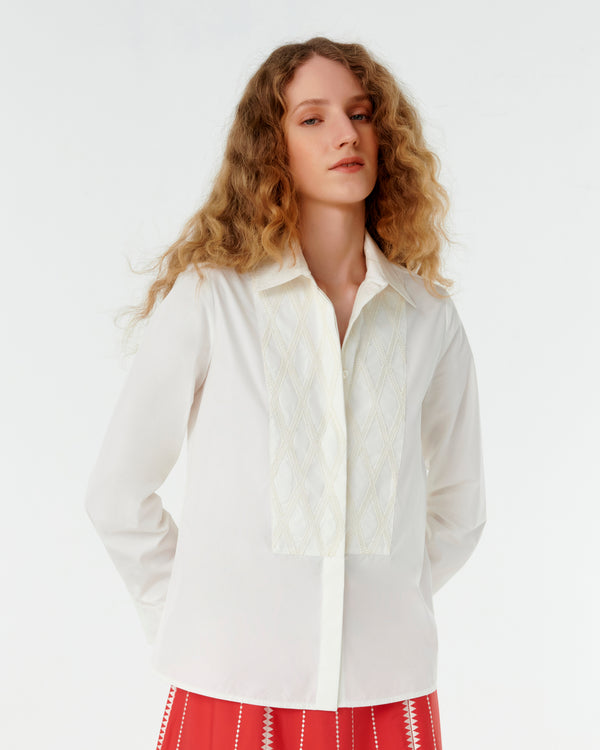 emporio sirenuse Cassandra Shirt with Greek Rooster Embroidery