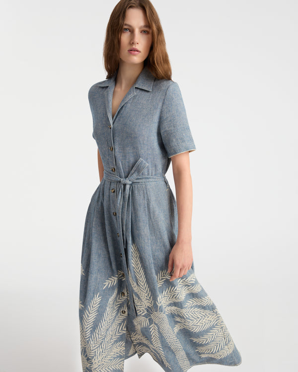 Emporio Sirenuse Claudia Dress With Palm Embroidery