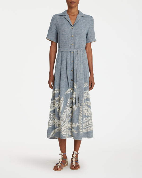 Emporio Sirenuse Claudia Dress With Palm Embroidery