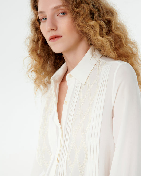 Emporio Sirenuse Edna Shirt With Japanese Peacock Embroidery