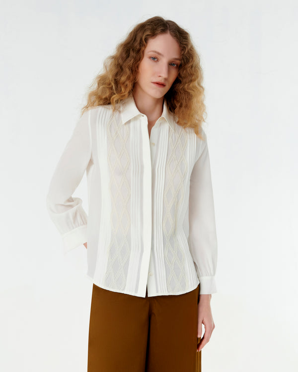 emporio sirenuse Edna Shirt with Japanese Peacock Embroidery