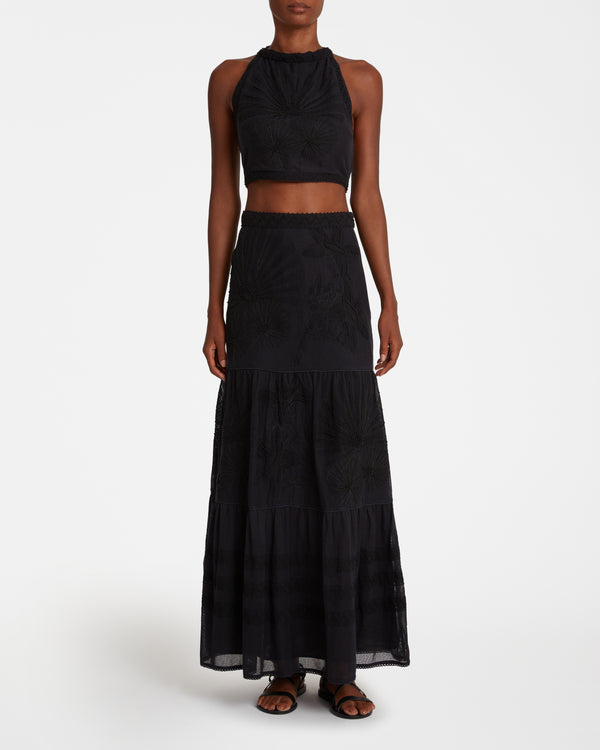 Emporio Sirenuse Elda Skirt With Flower Net Embroidery