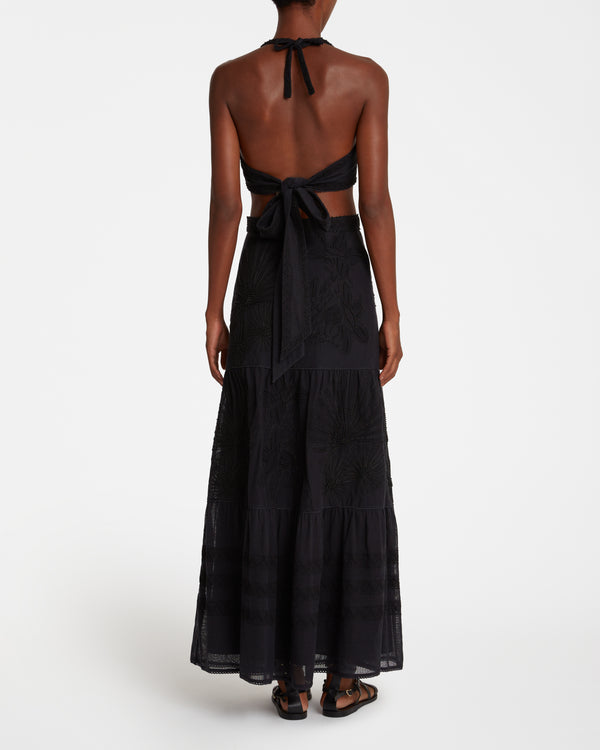 Emporio Sirenuse Elda Skirt With Flower Net Embroidery