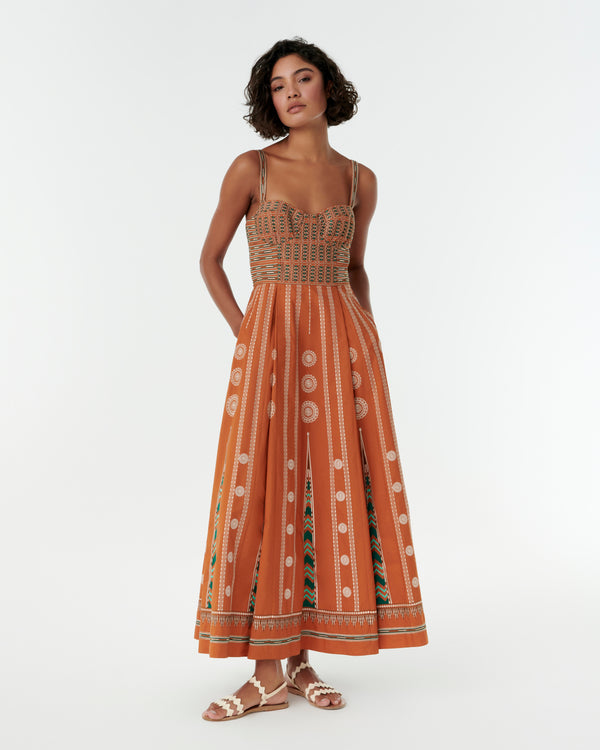 emporio sirenuse Elida Dress with Backgammon Embroidery