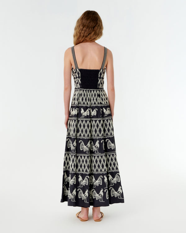 Emporio Sirenuse Elida Dress With Greek Rooster Embroidery