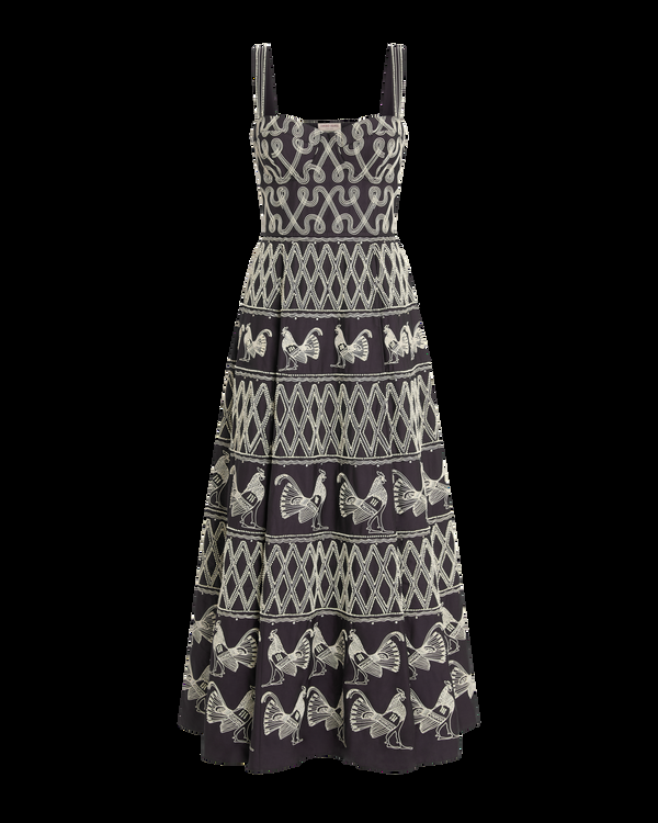 Emporio Sirenuse Elida Dress With Greek Rooster Embroidery