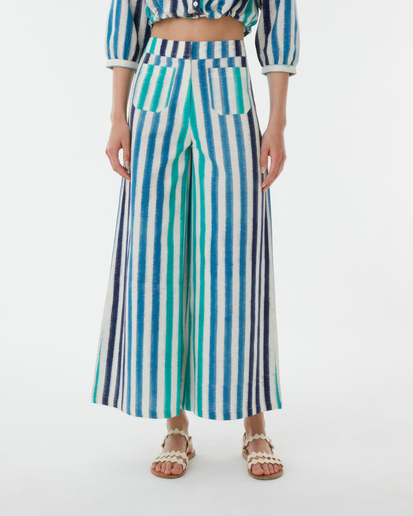Emporio Sirenuse Adele Trousers In Ikat Stripes