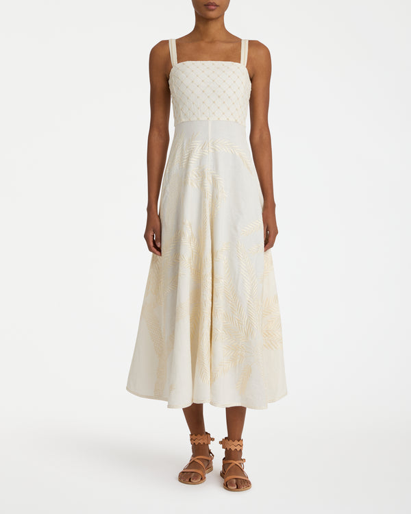 Emporio Sirenuse Anabel Dress With Palm Embroidery